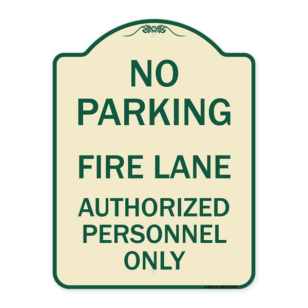 Signmission Parking Fire Lane Authorized Personnel Heavy-Gauge Aluminum Sign, 24" x 18", TG-1824-23340 A-DES-TG-1824-23340